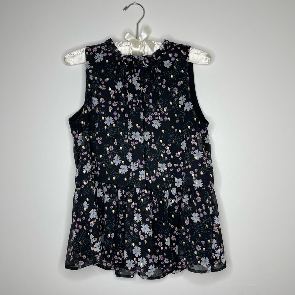 LOFT Glimmer Floral Peplum Blouse S